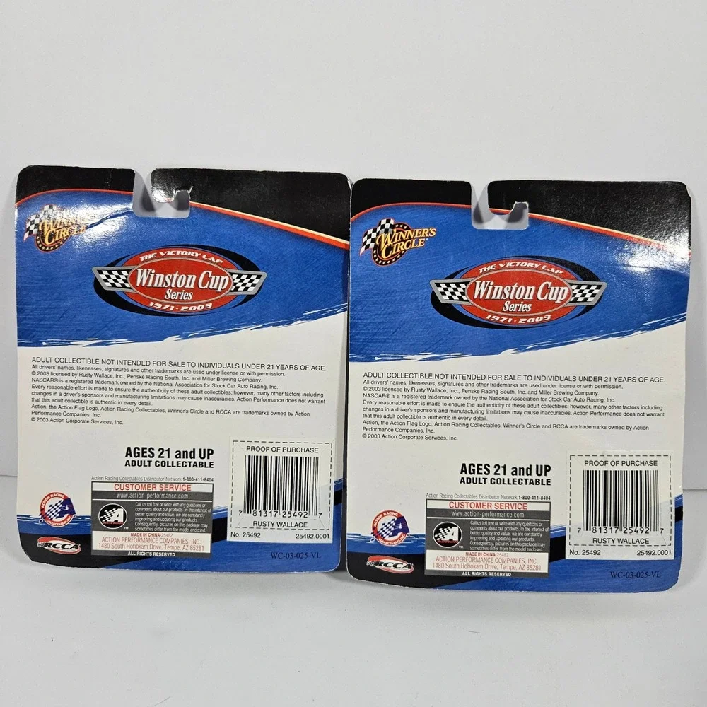 Rusty Wallace Miller Lite #2 NASCAR Winners Circle Winston Cup 2 Diecast Cars
